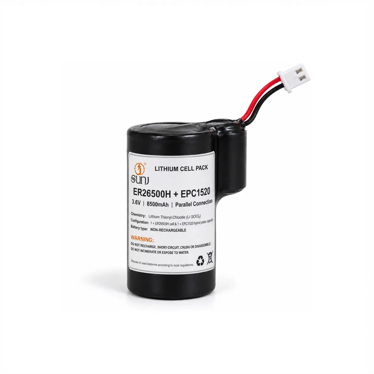 ER26500H + EPC1520 3.6V 8.5Ah Hybrid Pulse Battery Pack